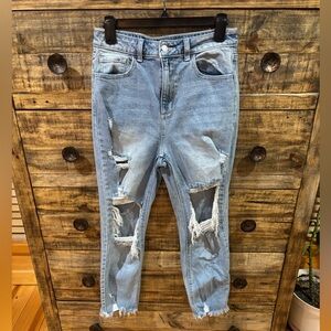 Cello Light Wash Distressed Boyfriend Jeans